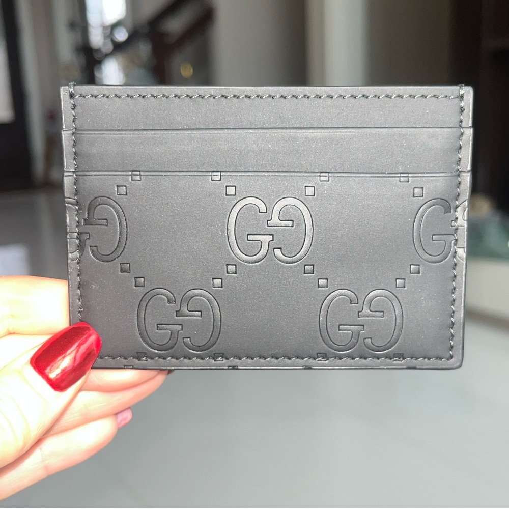 Gucci GG Rubber-effect Card Case - NEW w/COA